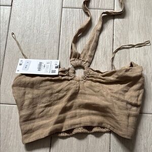 Zara Tan Halter Crop Top